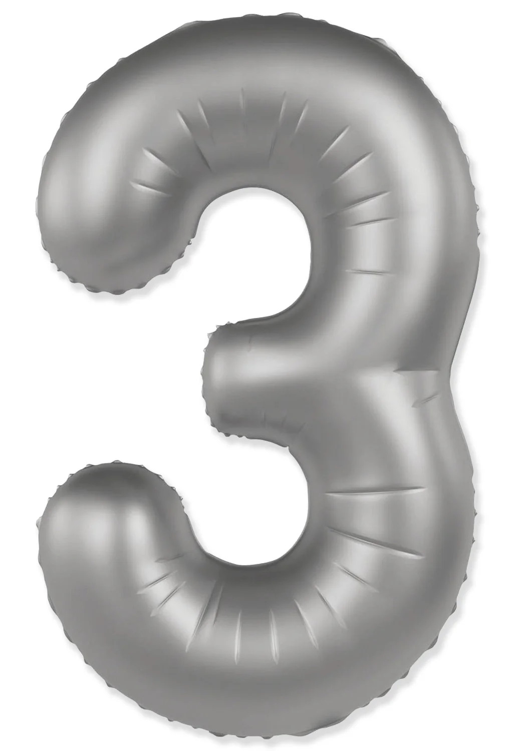 32" Inflated (40" Uninflated Approx) Number "3" Slimmer Design Matte Moonlight Silver Brand Flexmetal