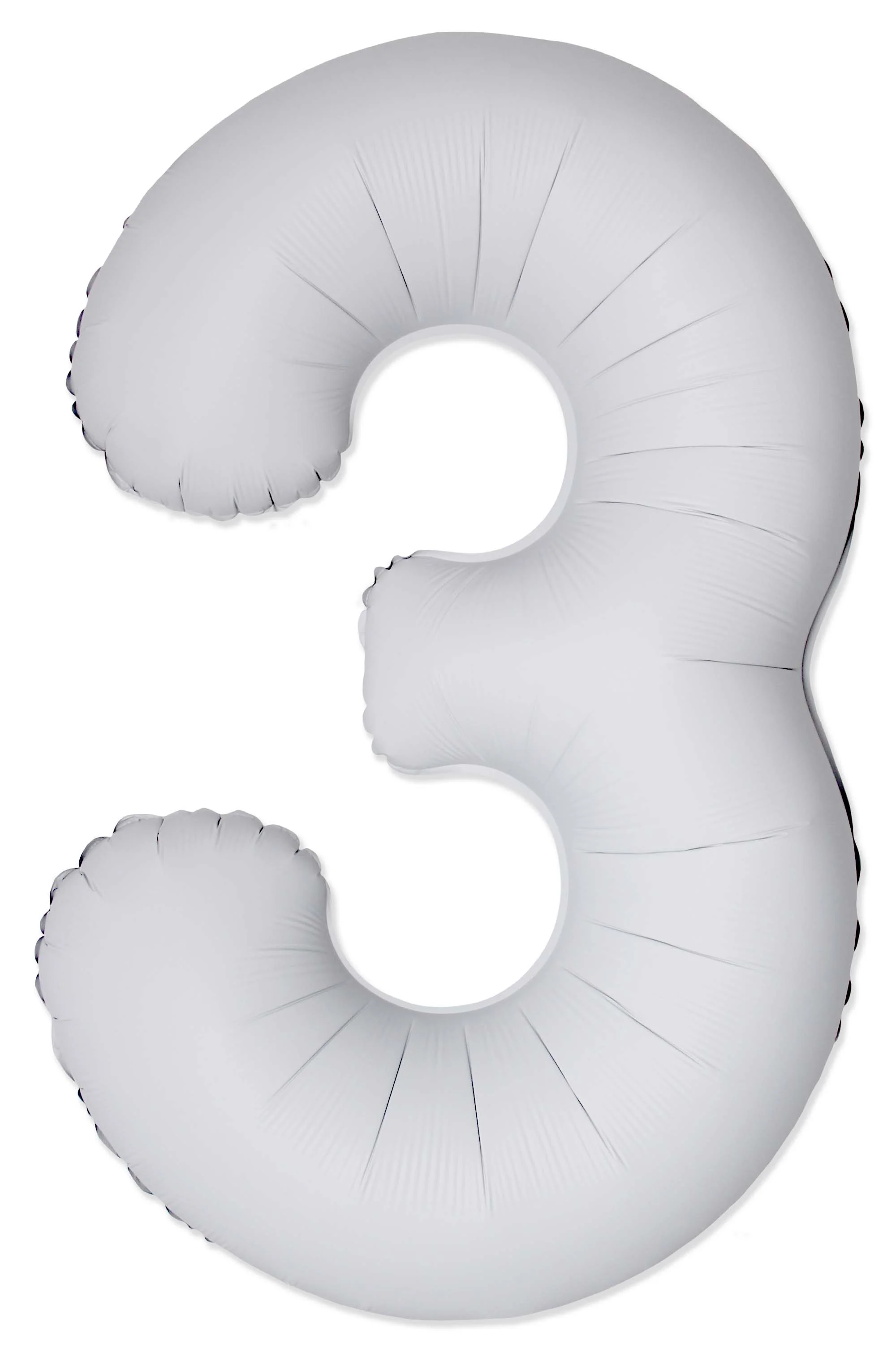 32" Inflated (40" Uninflated Approx) Number "3" Slimmer Design Matte White Brand Flexmetal