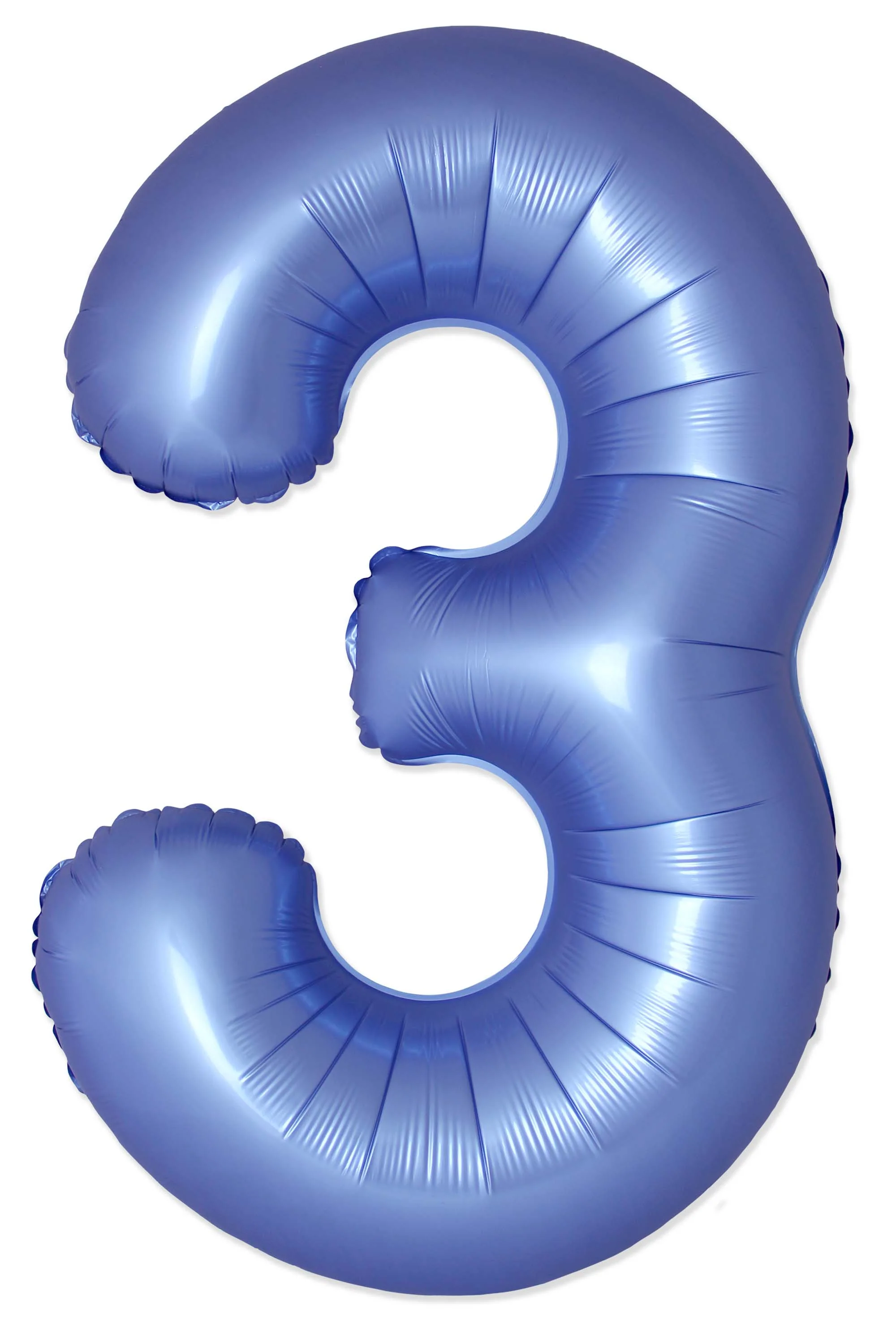 32" Inflated (40" Uninflated Approx) Number "3" Slimmer Design Satin Blue Reflex Brand Flexmetal