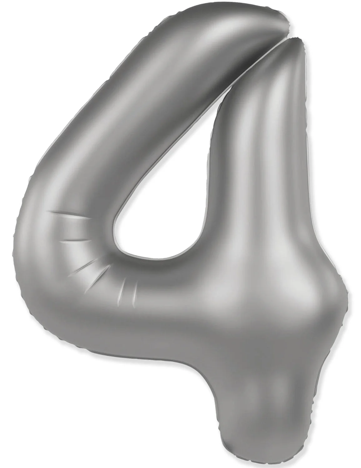 32" Inflated (40" Uninflated Approx) Number "4" Slimmer Design Matte Moonlight Silver Brand Flexmetal