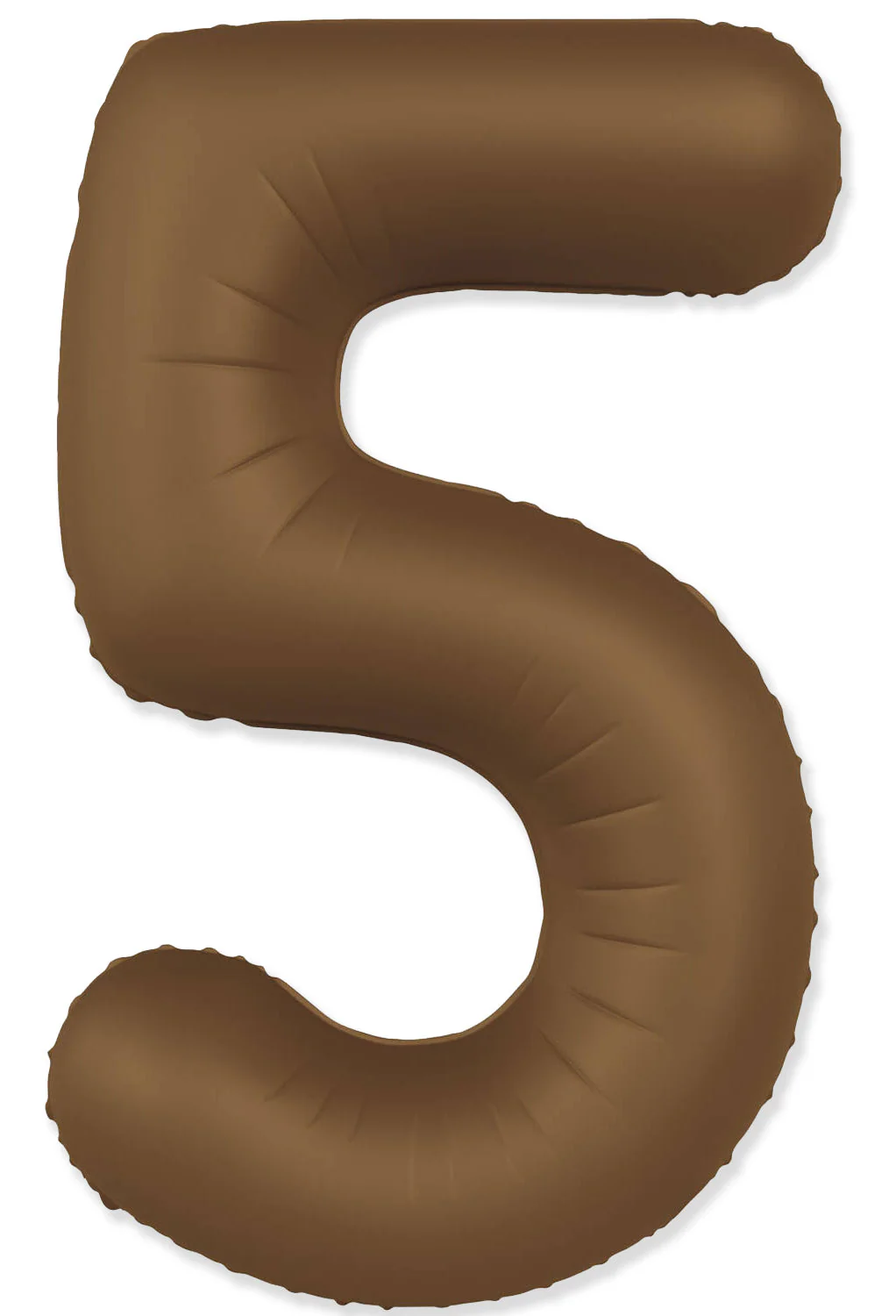 32" Inflated (40" Uninflated Approx) Number "5" Slimmer Design Matte Chocolate Brown Brand Flexmetal