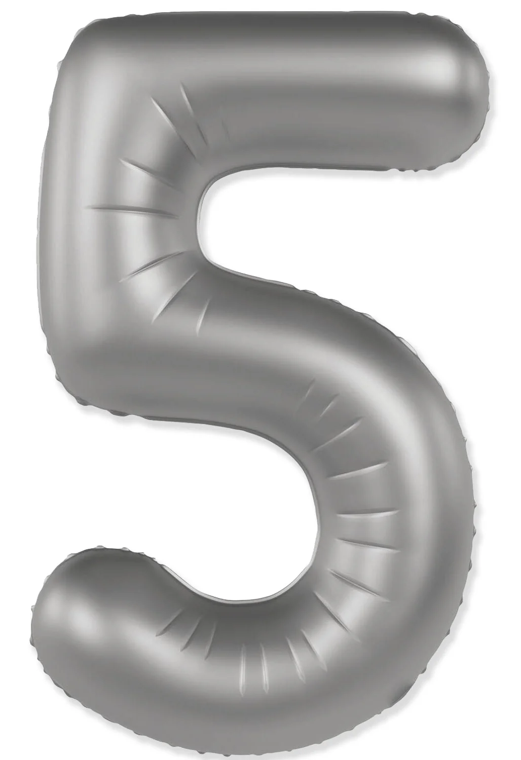 32" Inflated (40" Uninflated Approx) Number "5" Slimmer Design Matte Moonlight Silver Brand Flexmetal