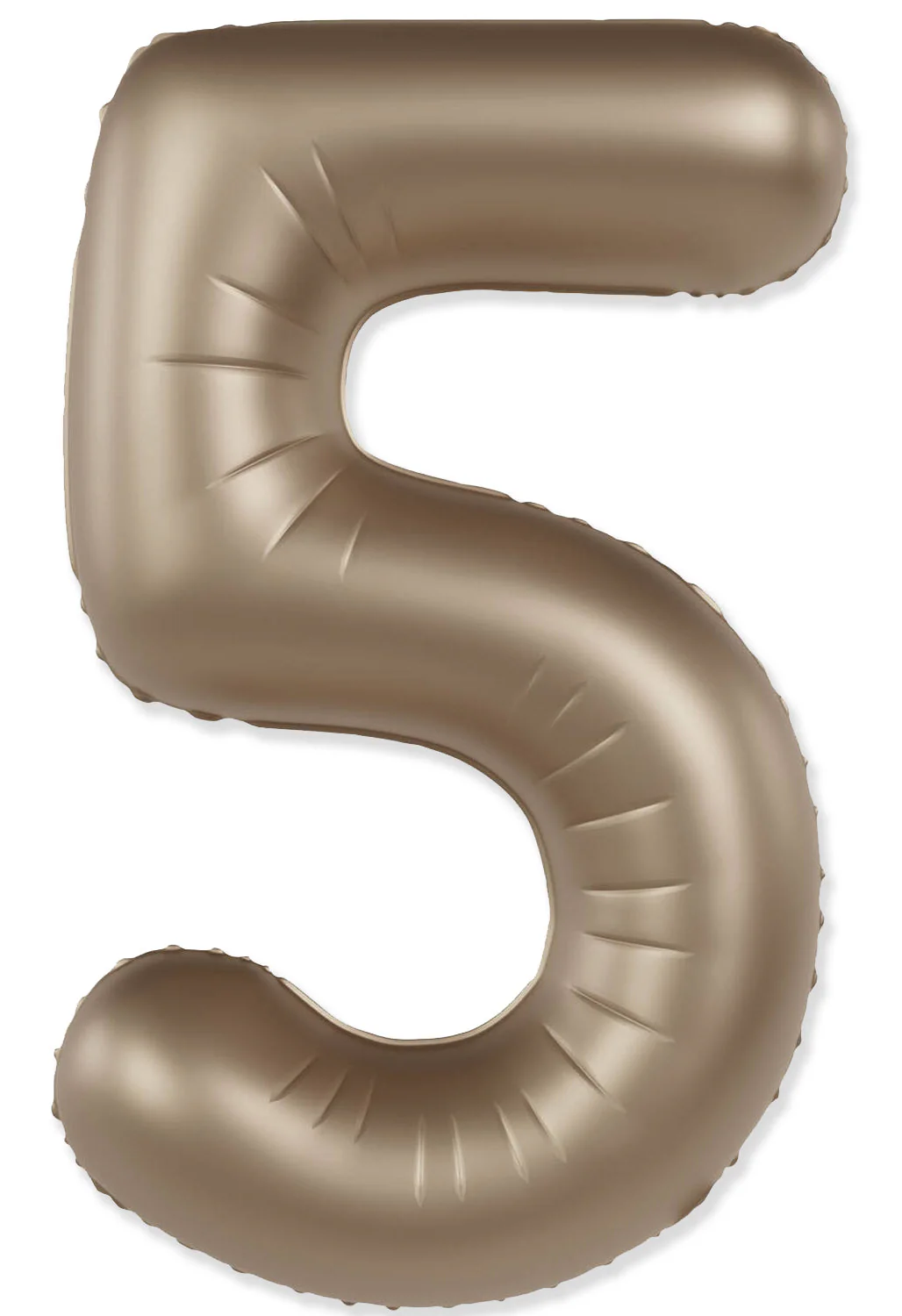 32" Inflated (40" Uninflated Approx) Number "5" Slimmer Design Matte Starlight Gold Brand Flexmetal