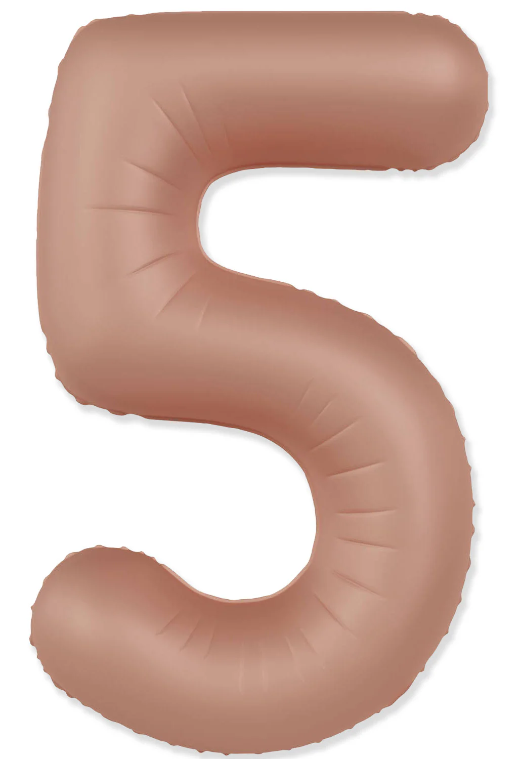 32" Inflated (40" Uninflated Approx) Number "5" Slimmer Design Matte Vintage Rose Brand Flexmetal