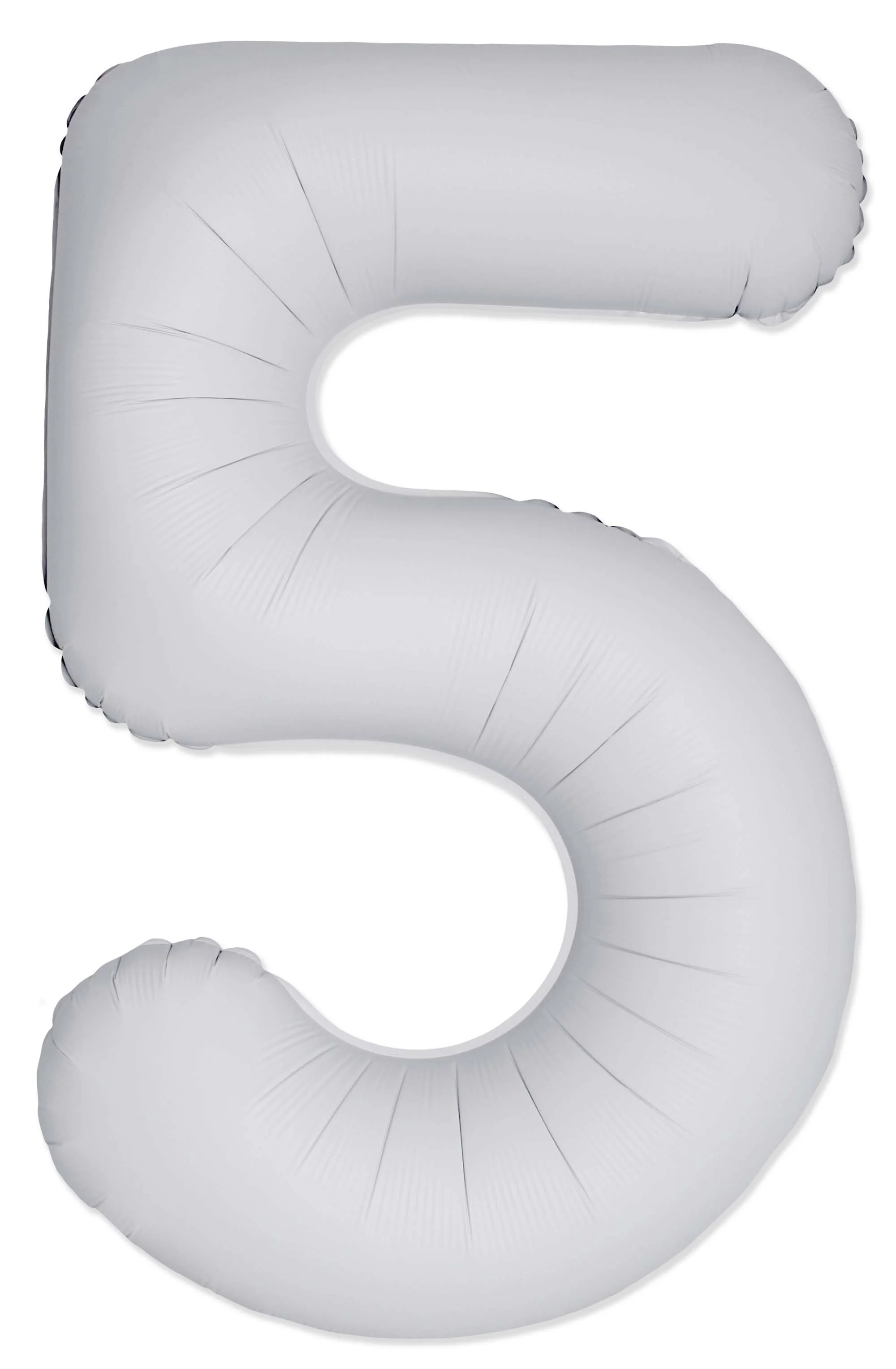 32" Inflated (40" Uninflated Approx) Number "5" Slimmer Design Matte White Brand Flexmetal