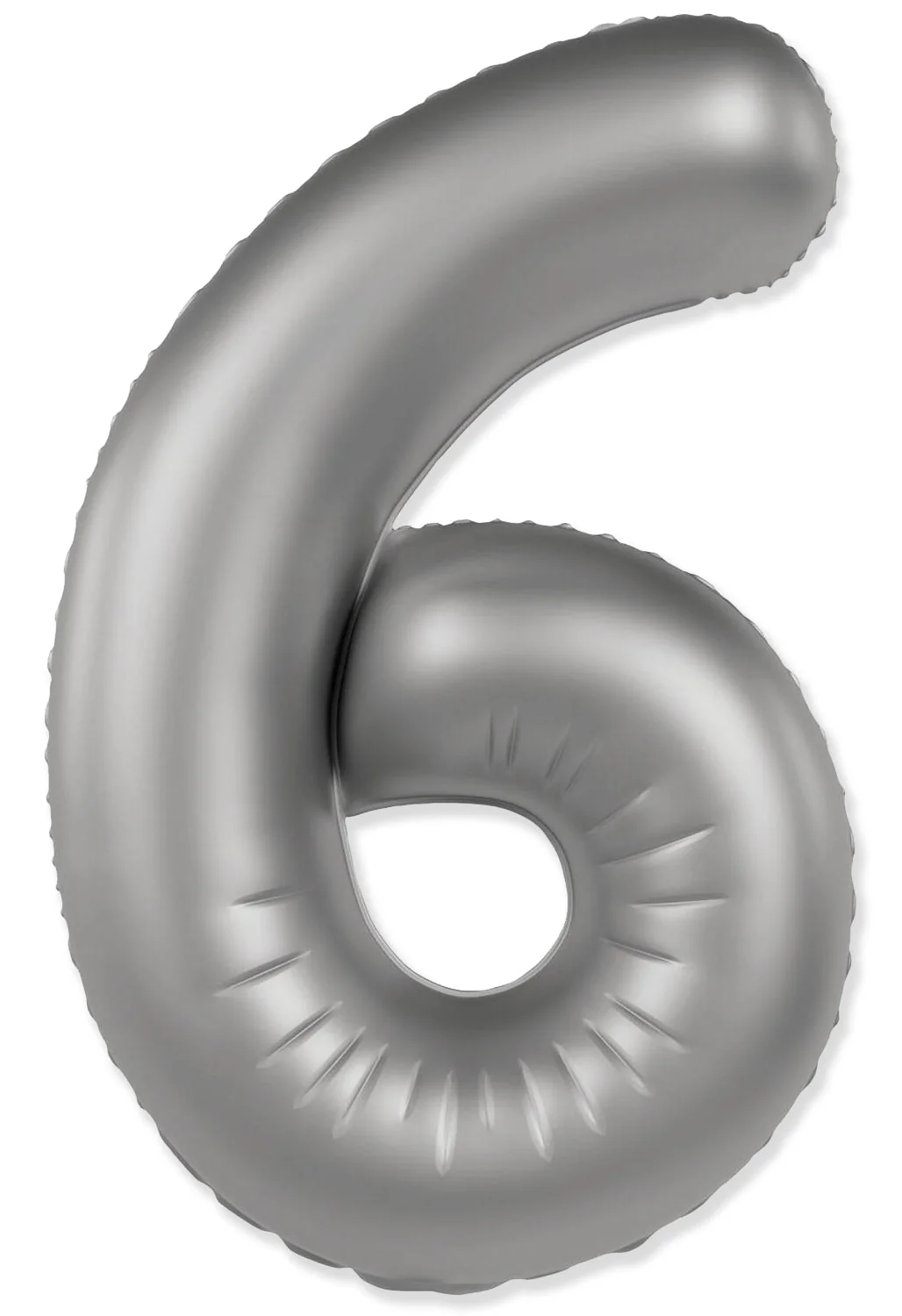 32" Inflated (40" Uninflated Approx) Number "6" Slimmer Design Matte Moonlight Silver Brand Flexmetal