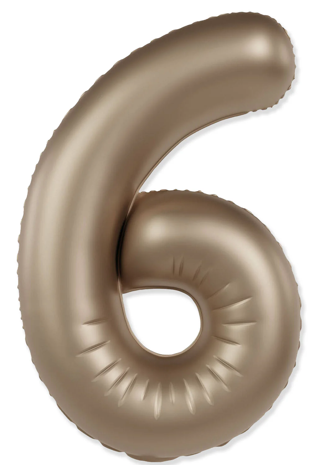32" Inflated (40" Uninflated Approx) Number "6" Slimmer Design Matte Starlight Gold Brand Flexmetal