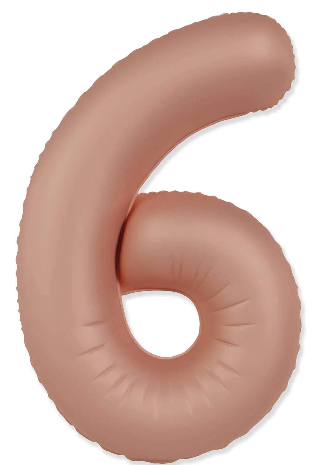 32" Inflated (40" Uninflated Approx) Number "6" Slimmer Design Matte Vintage Rose Brand Flexmetal