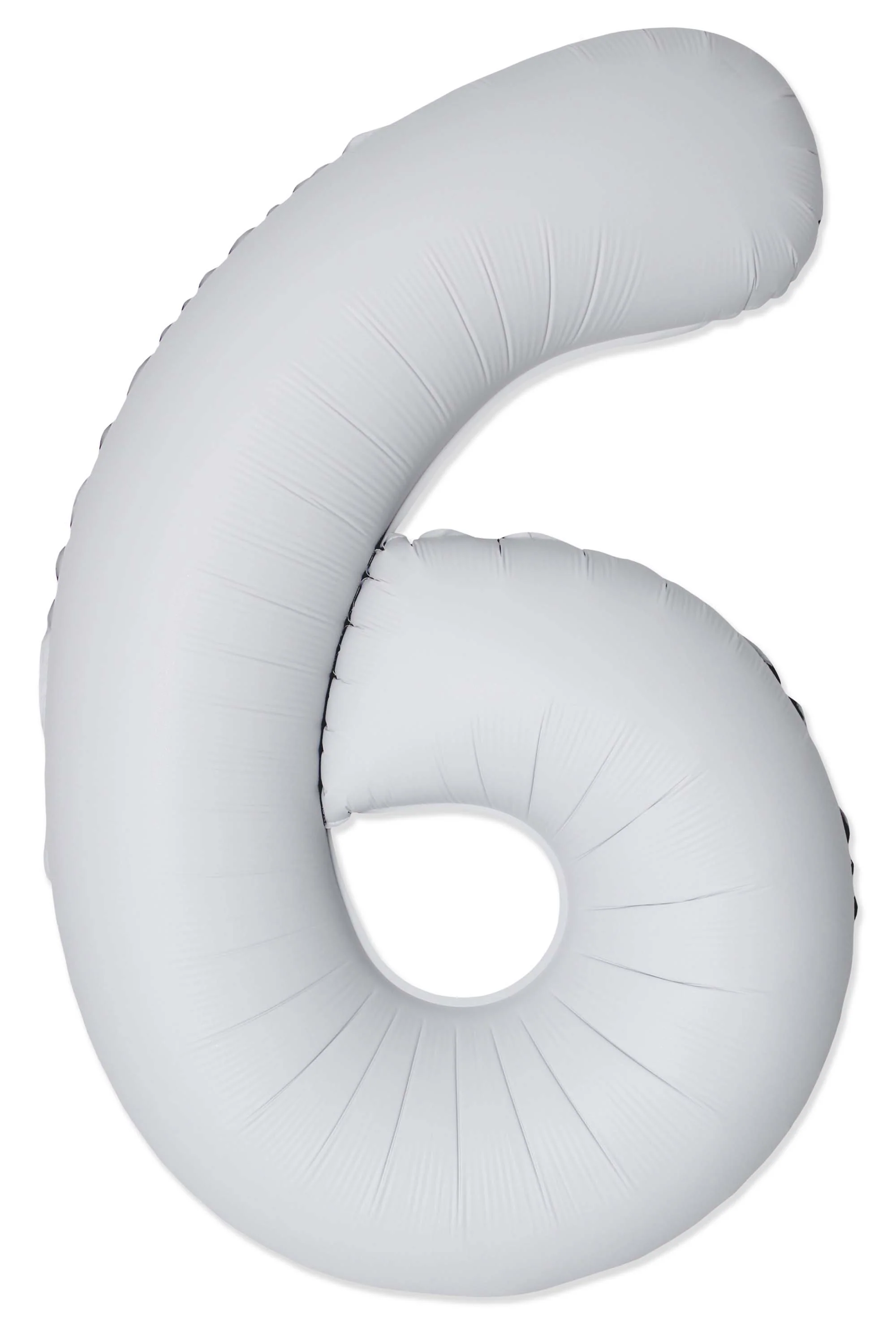 32" Inflated (40" Uninflated Approx) Number "6" Slimmer Design Matte White Brand Flexmetal