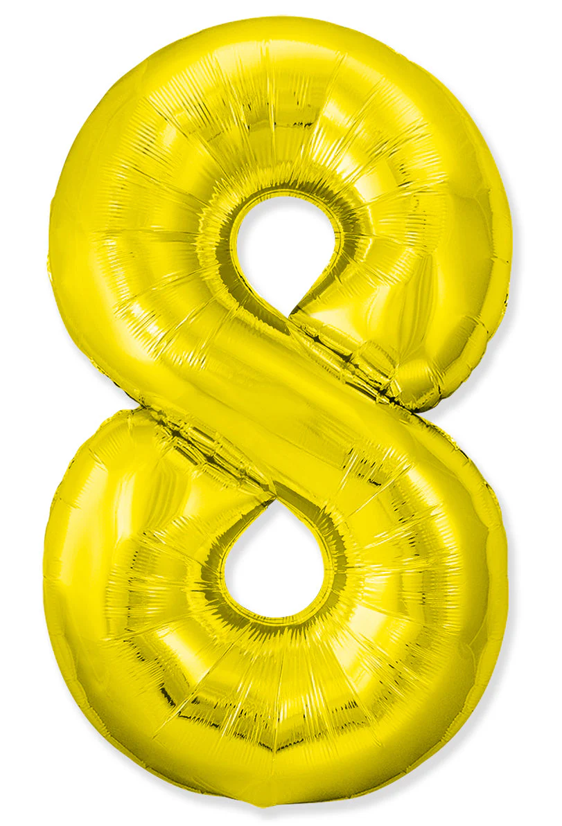 32" Inflated (40" Uninflated Approx) Number "8" Slimmer Design Gold Brand Flexmetal