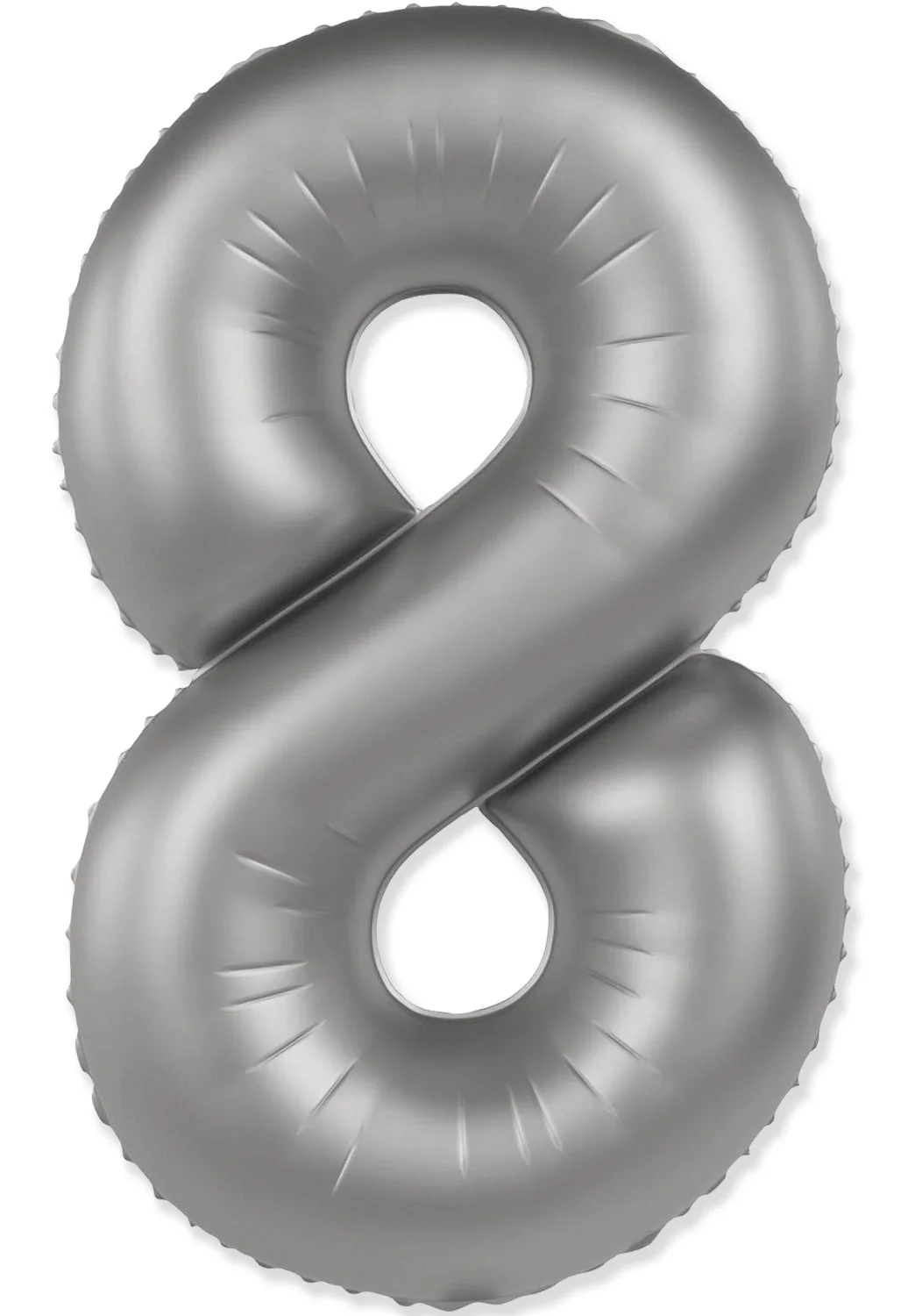 32" Inflated (40" Uninflated Approx) Number "8" Slimmer Design Matte Moonlight Silver Brand Flexmetal