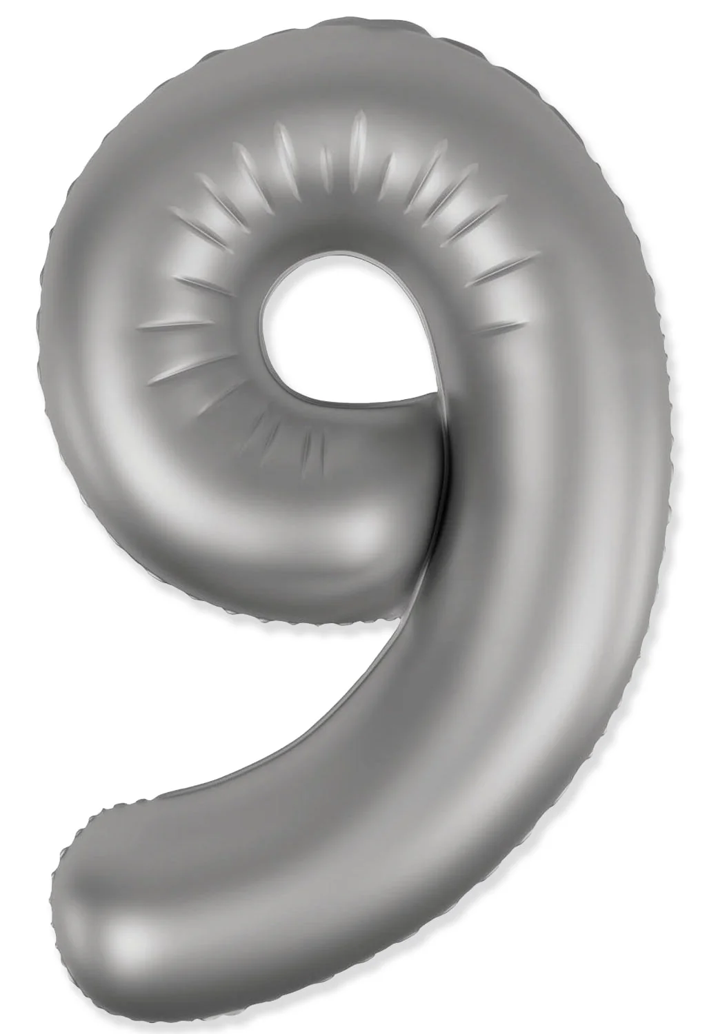 32" Inflated (40" Uninflated Approx) Number "9" Slimmer Design Matte Moonlight Silver Brand Flexmetal