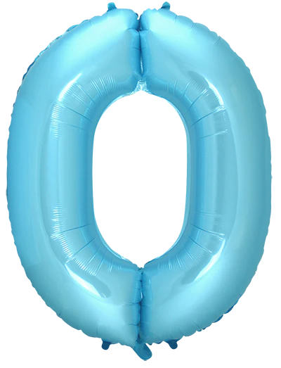 32" Inflated (40" Uninflated Approx) Pastel Blue Number "0" Foil Balloon Flexmetal