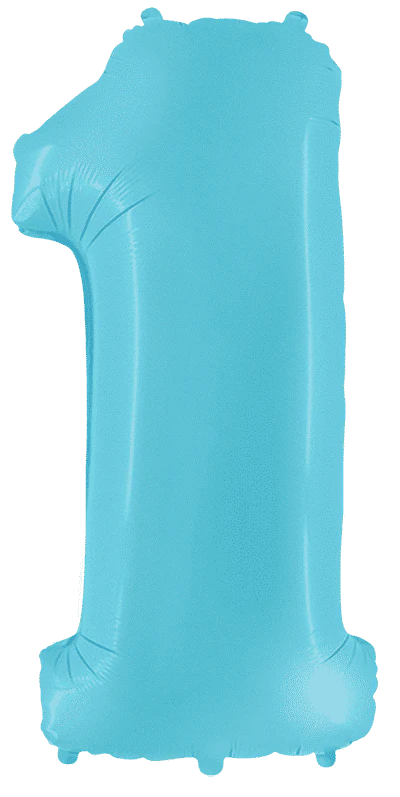 32" Inflated (40" Uninflated Approx) Pastel Blue Number "1" Foil Balloon Flexmetal