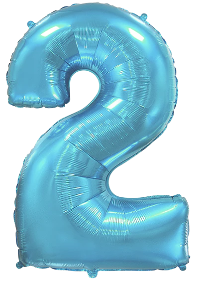 32" Inflated (40" Uninflated Approx) Pastel Blue Number "2" Foil Balloon Flexmetal