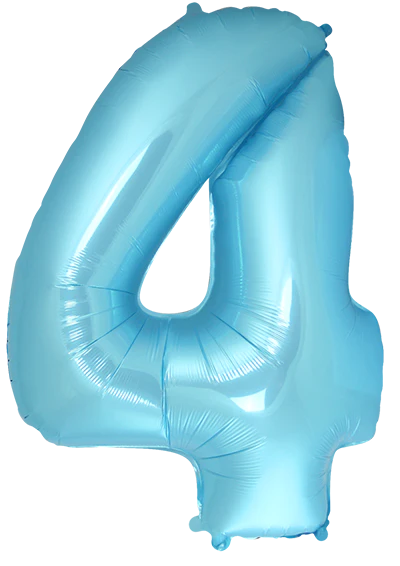 32" Inflated (40" Uninflated Approx) Pastel Blue Number "4" Foil Balloon Flexmetal