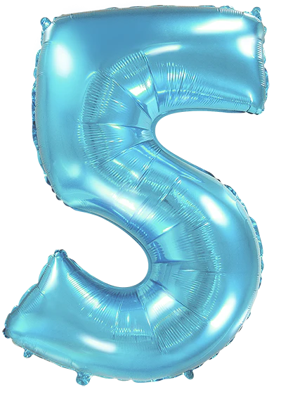32" Inflated (40" Uninflated Approx) Pastel Blue Number "5" Foil Balloon Flexmetal
