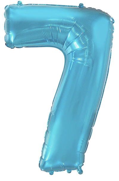 32" Inflated (40" Uninflated Approx) Pastel Blue Number "7" Foil Balloon Flexmetal