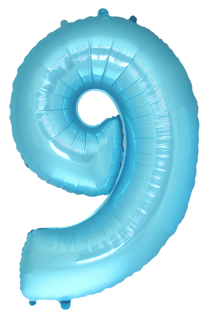 32" Inflated (40" Uninflated Approx) Pastel Blue Number "9" Foil Balloon Flexmetal