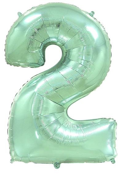 32" Inflated (40" Uninflated Approx) Pastel Mint Number "2" Foil Balloon Flexmetal