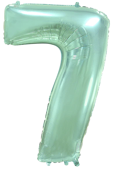 32" Inflated (40" Uninflated Approx) Pastel Mint Number "7" Foil Balloon Flexmetal