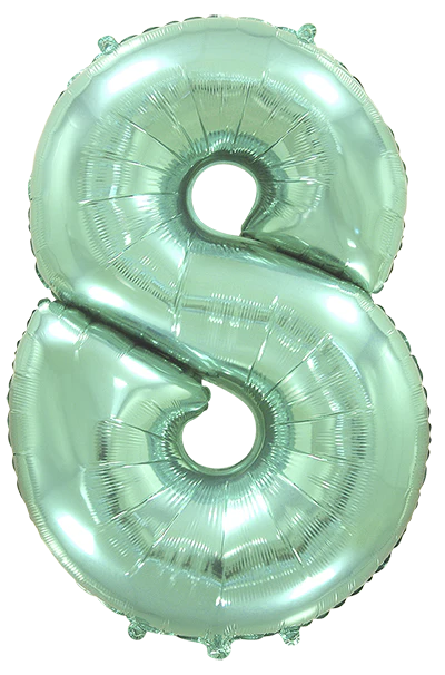 32" Inflated (40" Uninflated Approx) Pastel Mint Number "8" Foil Balloon Flexmetal