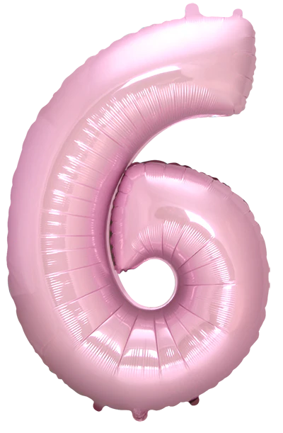 32" Inflated (40" Uninflated Approx) Pastel Pink Number "6" Foil Balloon Flexmetal