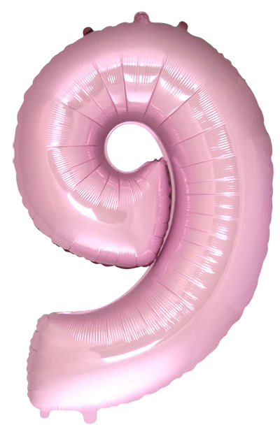 32" Inflated (40" Uninflated Approx) Pastel Pink Number "9" Foil Balloon Flexmetal