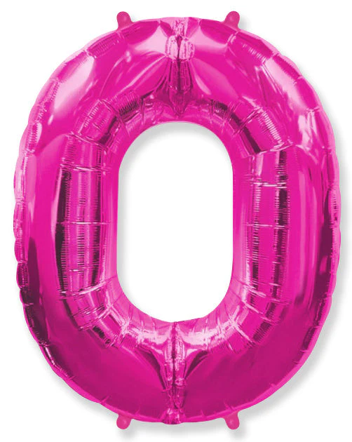 32" Inflated (40" Uninflated Approx) Shape Number "0" Fuchsia Balloon Flexmetal