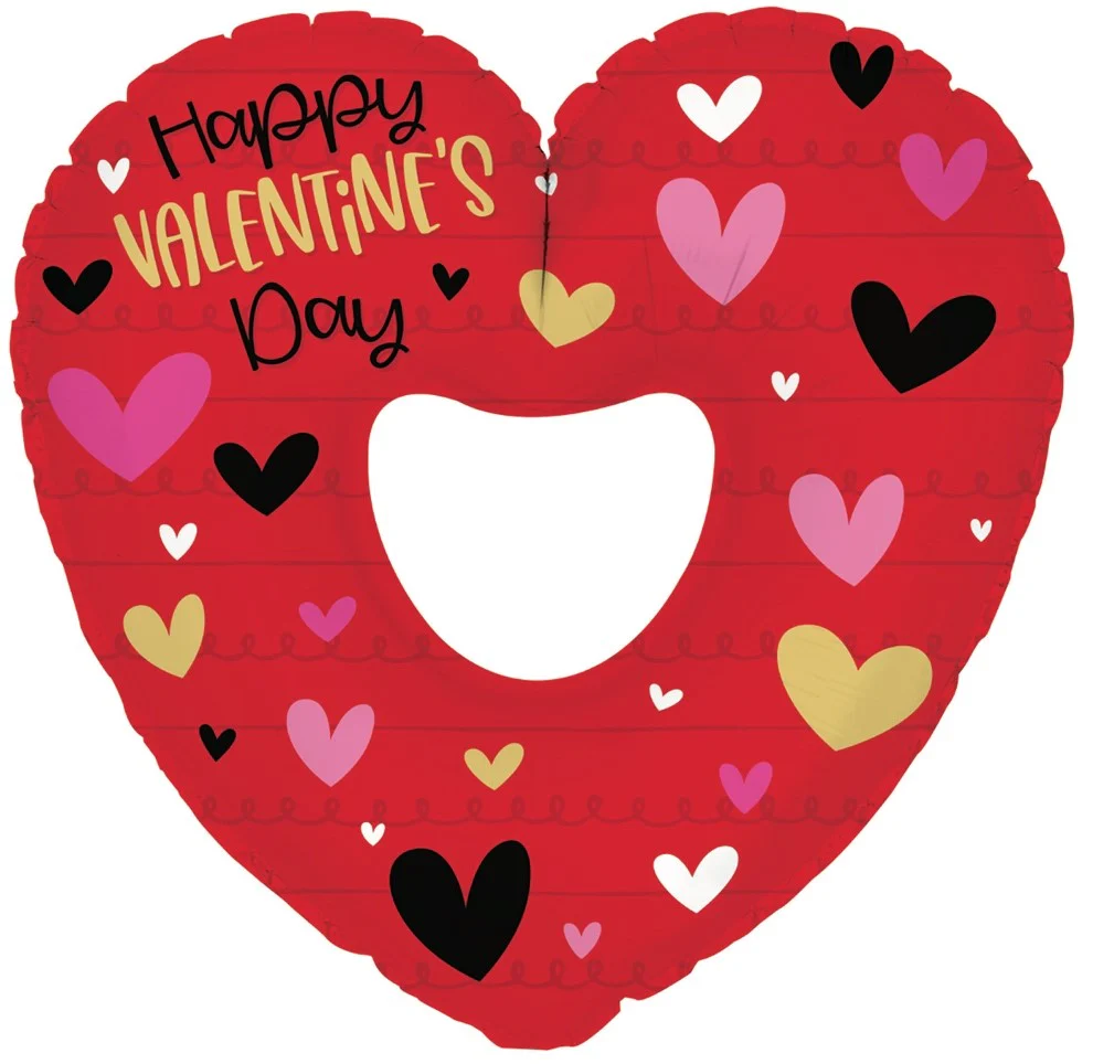 32" Jumbo Red Happy Valentine's Day Hearts Foil Balloons