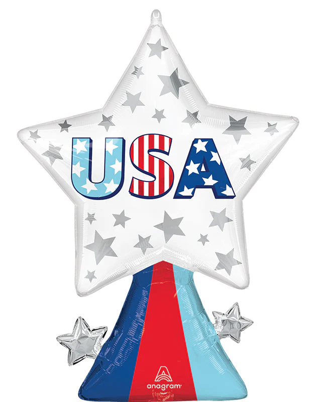 32" Patriotic USA Star Bursts SuperShape Foil Balloon