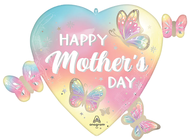 32" SuperShape Satin Happy Mother's Day Fluttering Dreams Foil Balloon