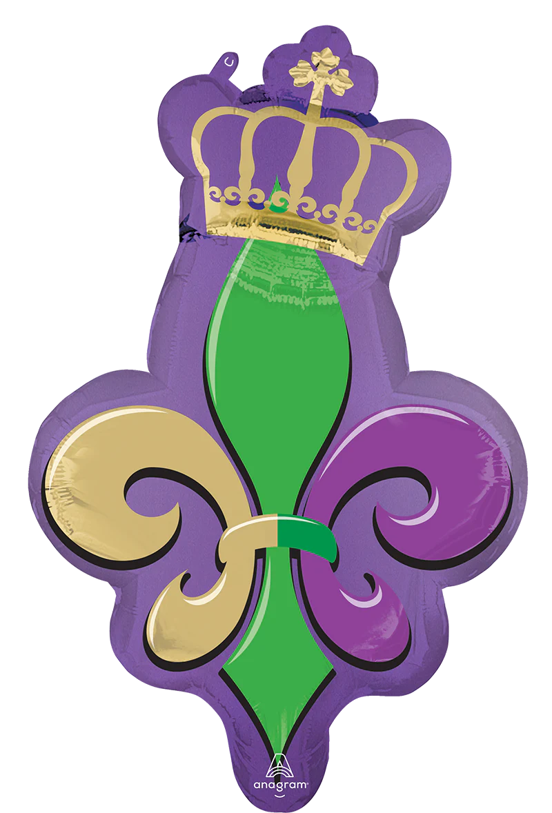 32" SuperShape Satin Majestic Mardi Gras Foil Balloon