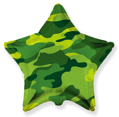 32" Ultra Military Star Solid Color Foil Balloons Brand Flexmetal