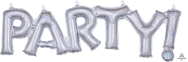 33" Airfill Only Block Phrase Party Holographic Balloon