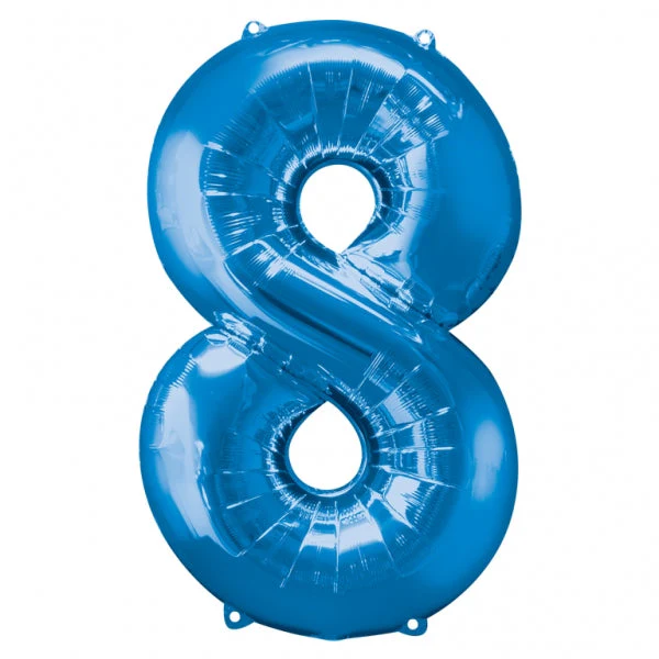 33" Anagram Brand SuperShape 8 Blue Balloon Packaged