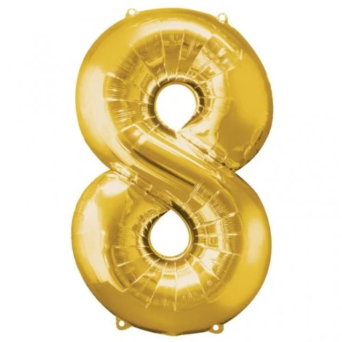 33" Anagram Brand SuperShape 8 Gold Balloon Packaged