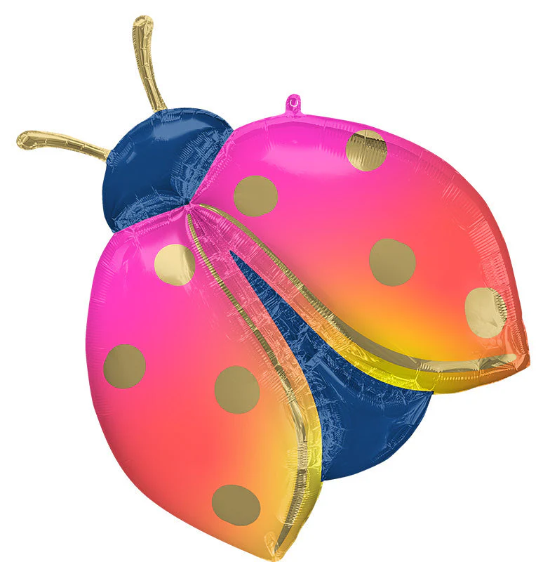 33" SuperShape Colorful Ladybug Foil Balloon