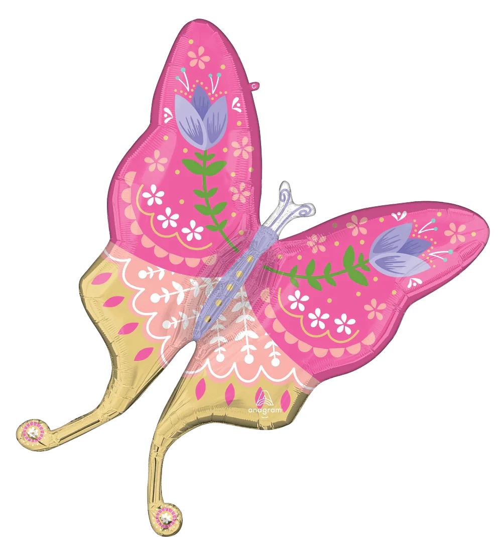 33" Jumbo Spring Cheer Butterfly Foil Balloon
