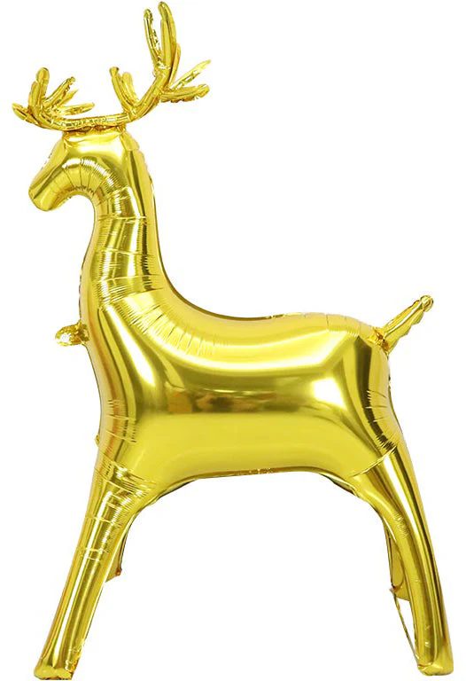 34" Airfill Only Standing Gold Reindeer Foil Balloon
