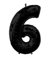 34" Anagram Brand Black Number 6 Balloon