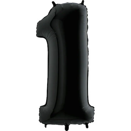 34" Anagram Brand SuperShape 1 Black Balloon Packaged