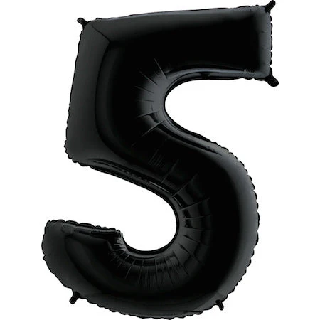 34" Anagram Brand SuperShape 5 Black Balloon Packaged