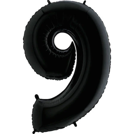 34" Anagram Brand SuperShape 9 Black Balloon Packaged