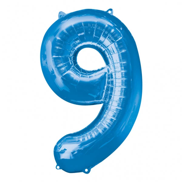 34" Anagram Brand SuperShape 9 Blue Balloon Packaged