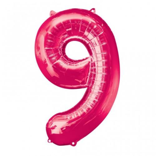 34" Anagram Brand SuperShape 9 Pink Balloon Packaged