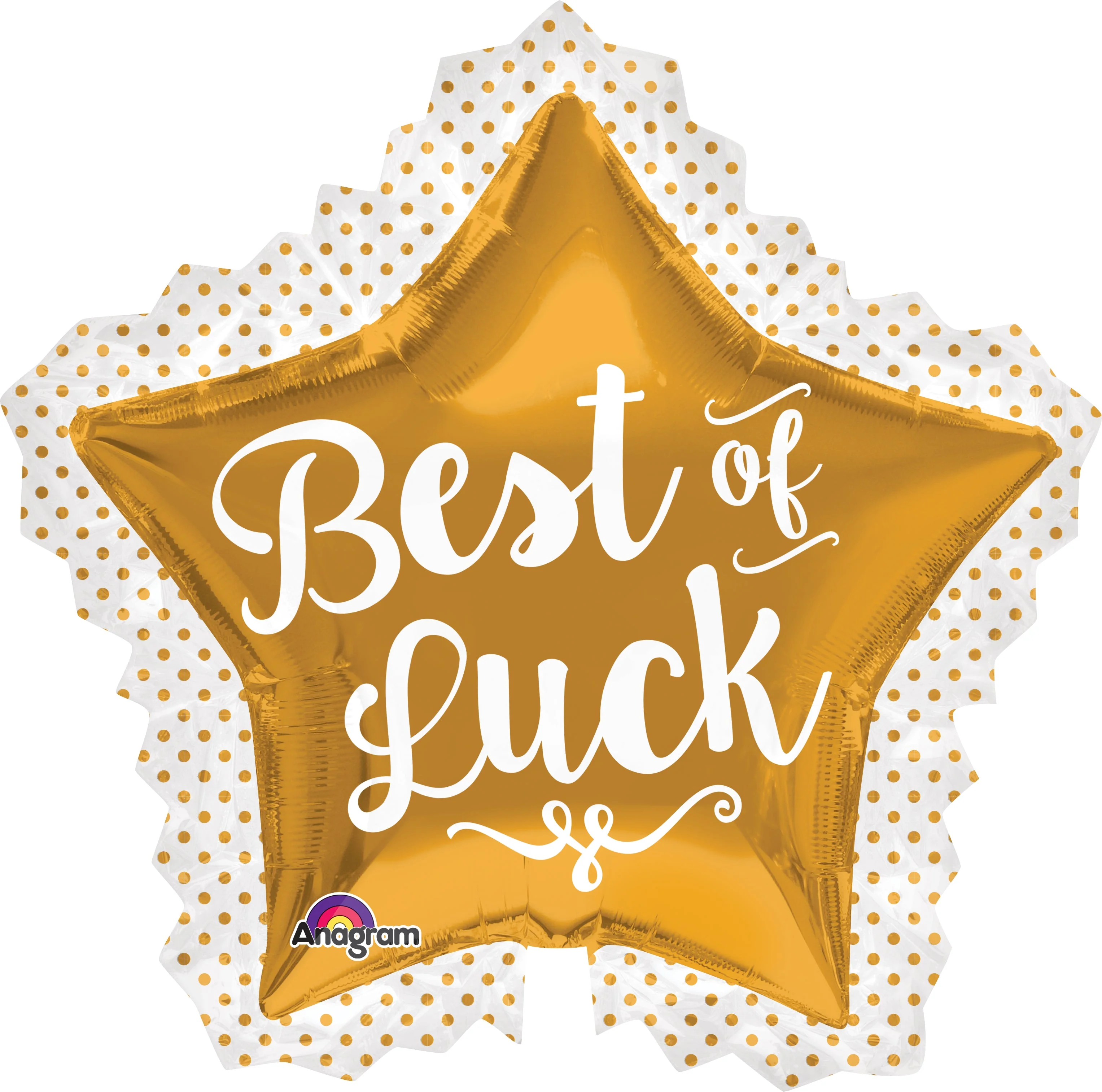 34" Best of Luck Gold Star Balloon