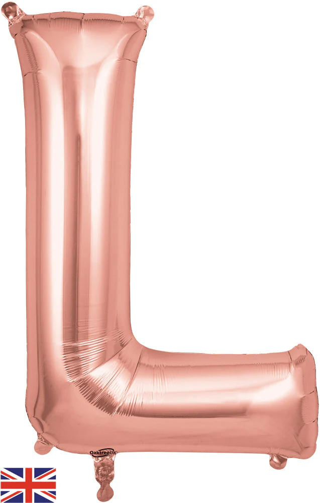 34" Letter L Rose Gold Oaktree Brand Foil Balloon