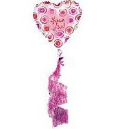 34" Love You Coil Tail Mylar Balloon - Image 2