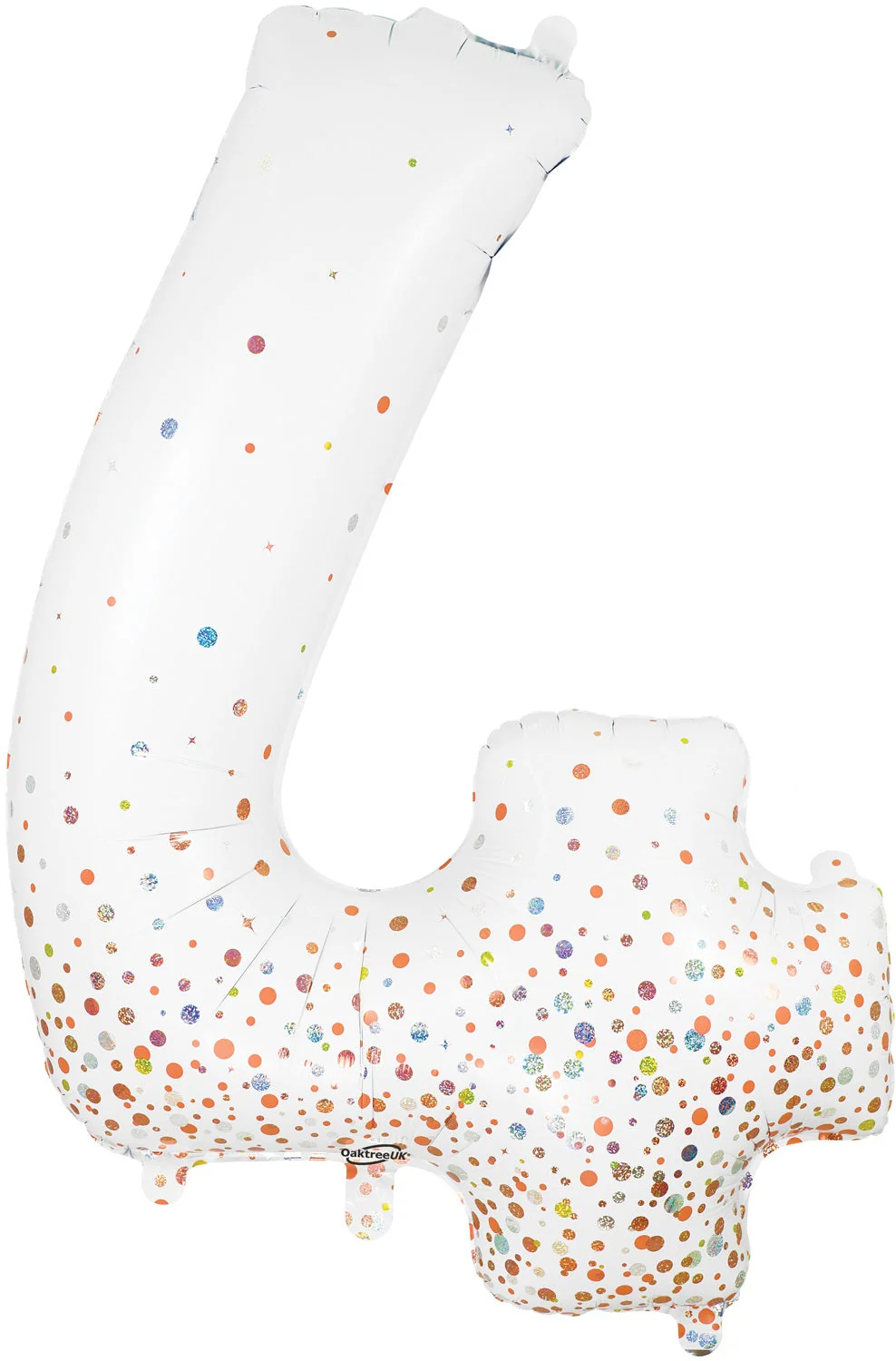 34" Number 4 Fizz Holographic Rose Gold Oaktree Foil Balloon